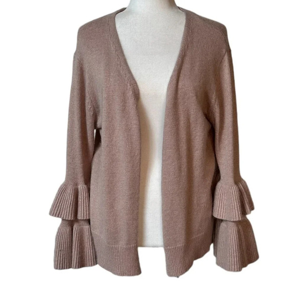 POL brand from boutique Ruffled Sleeve Blush Pink Open Cardigan - small - Picture 1 of 11